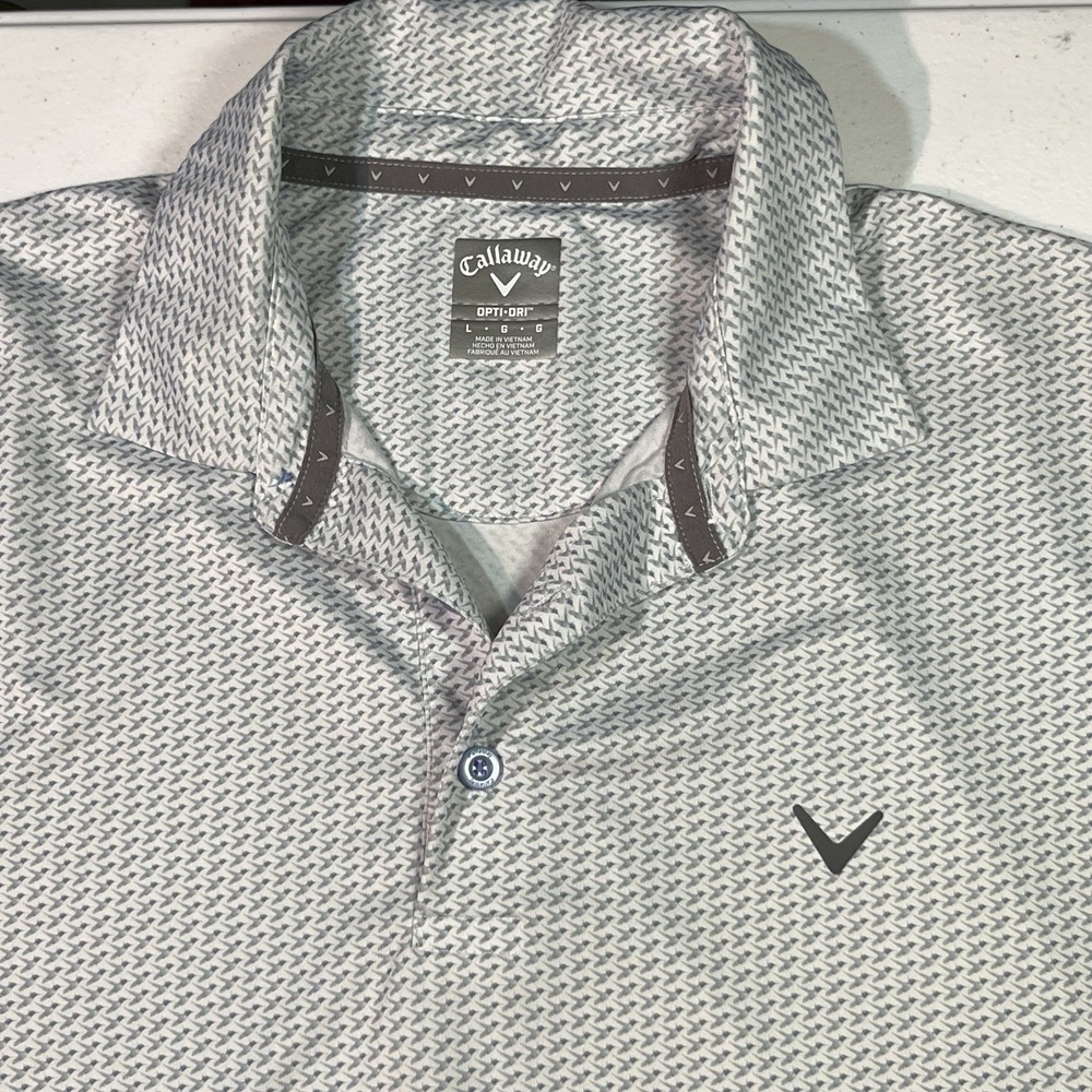 Callaway Men's Opti Dry Golf Polos Size L All Over Print UPF 50‎ Quick Dry Euc